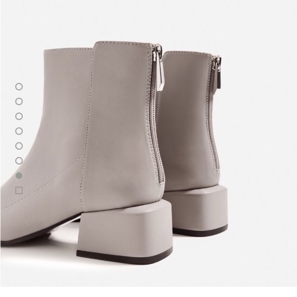 Zara TRF cube heel ankle boots (light grey) - Picture 3 of 12